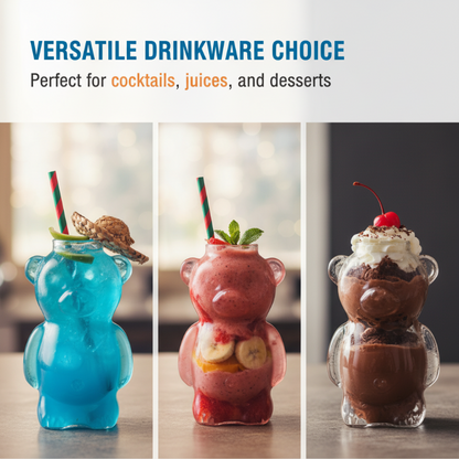Adorable Clear Bear Glass Cup