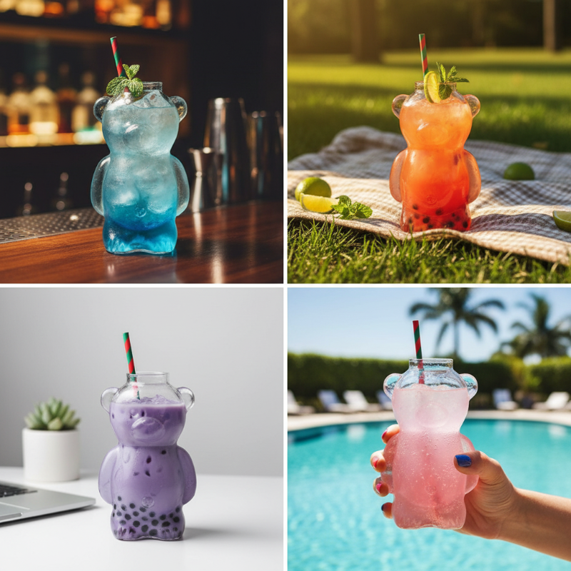 Adorable Clear Bear Glass Cup