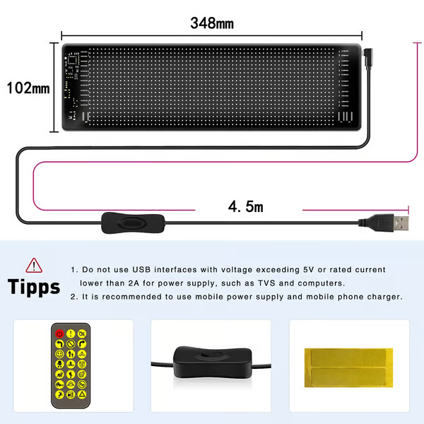 Colorful Eye Lamp LED Soft Screen for Car Windows - App Controlled, Waterproof IP65, USB Powered