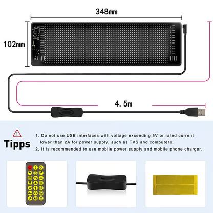 Colorful Eye Lamp LED Soft Screen for Car Windows - App Controlled, Waterproof IP65, USB Powered