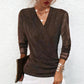 Women's Sparkle Crossover V-Neck Long Sleeve Top