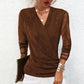 Women's Sparkle Crossover V-Neck Long Sleeve Top