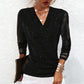 Women's Sparkle Crossover V-Neck Long Sleeve Top