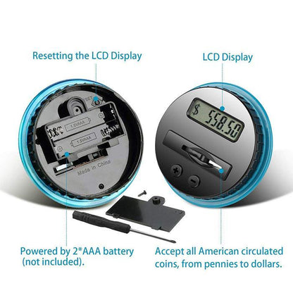 Digital Coin Counting Money Jar | 1.8L, LCD Display, Holds 800–1000 Coins | Dollar / Euro / Pound / AUD