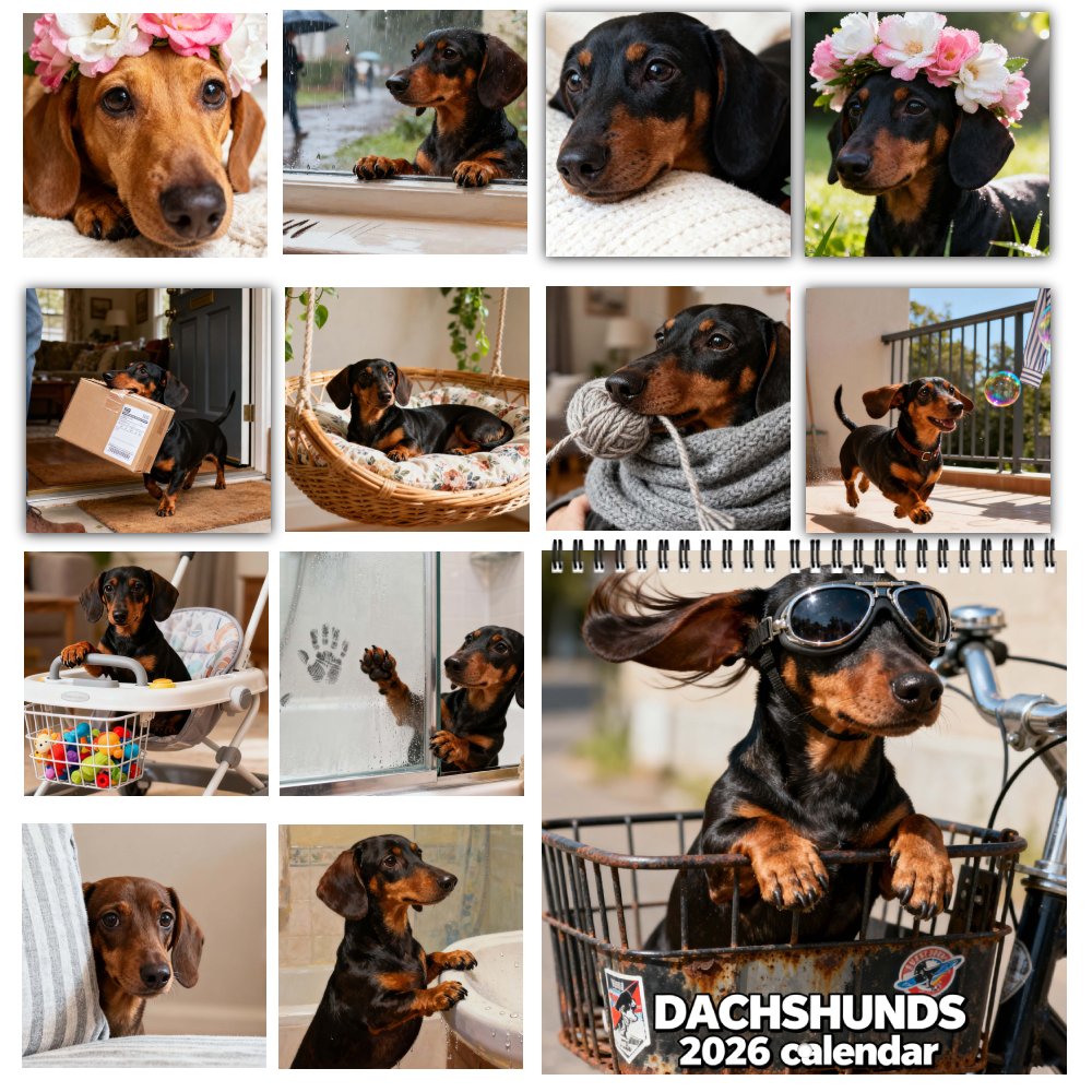 💥2026 Cute Dachshund Wall Calendar – 12-Month Planner, Perfect Christmas & New Year Gift
