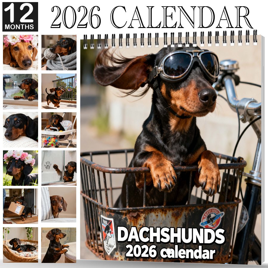 💥2026 Cute Dachshund Wall Calendar – 12-Month Planner, Perfect Christmas & New Year Gift