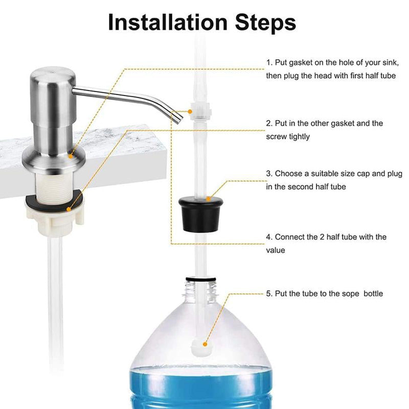 🎉50% OFF !!  🧼 Kitchen Sink Soap Dispenser, Built-in Sink Pump, Directly Connects to Large Soap Bottles for Easy Refilling ✨