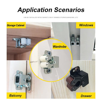 Stainless Steel Cabinet Door Catches - Heavy Duty Push-to-Open Magnetic Snaps, Easy Install & Rust-Proof