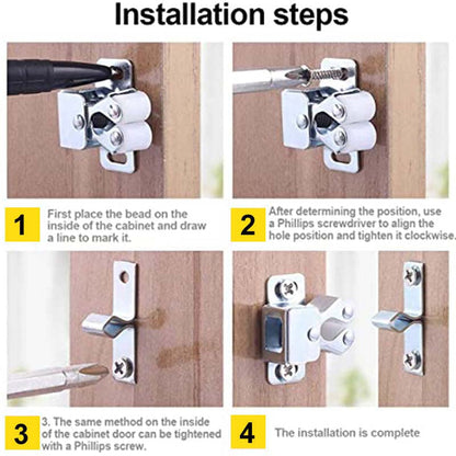 Stainless Steel Cabinet Door Catches - Heavy Duty Push-to-Open Magnetic Snaps, Easy Install & Rust-Proof