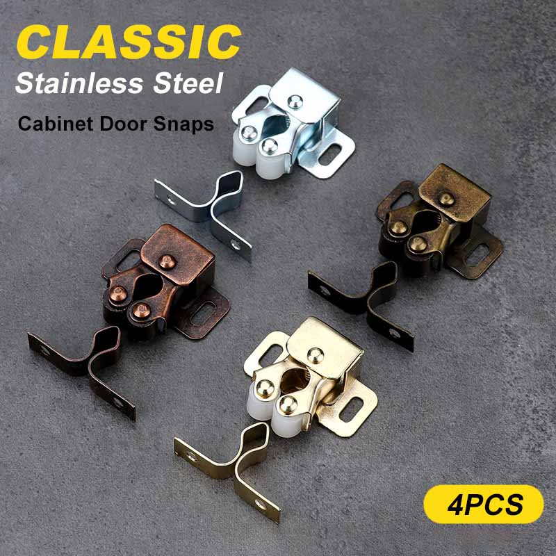 Stainless Steel Cabinet Door Catches - Heavy Duty Push-to-Open Magnetic Snaps, Easy Install & Rust-Proof