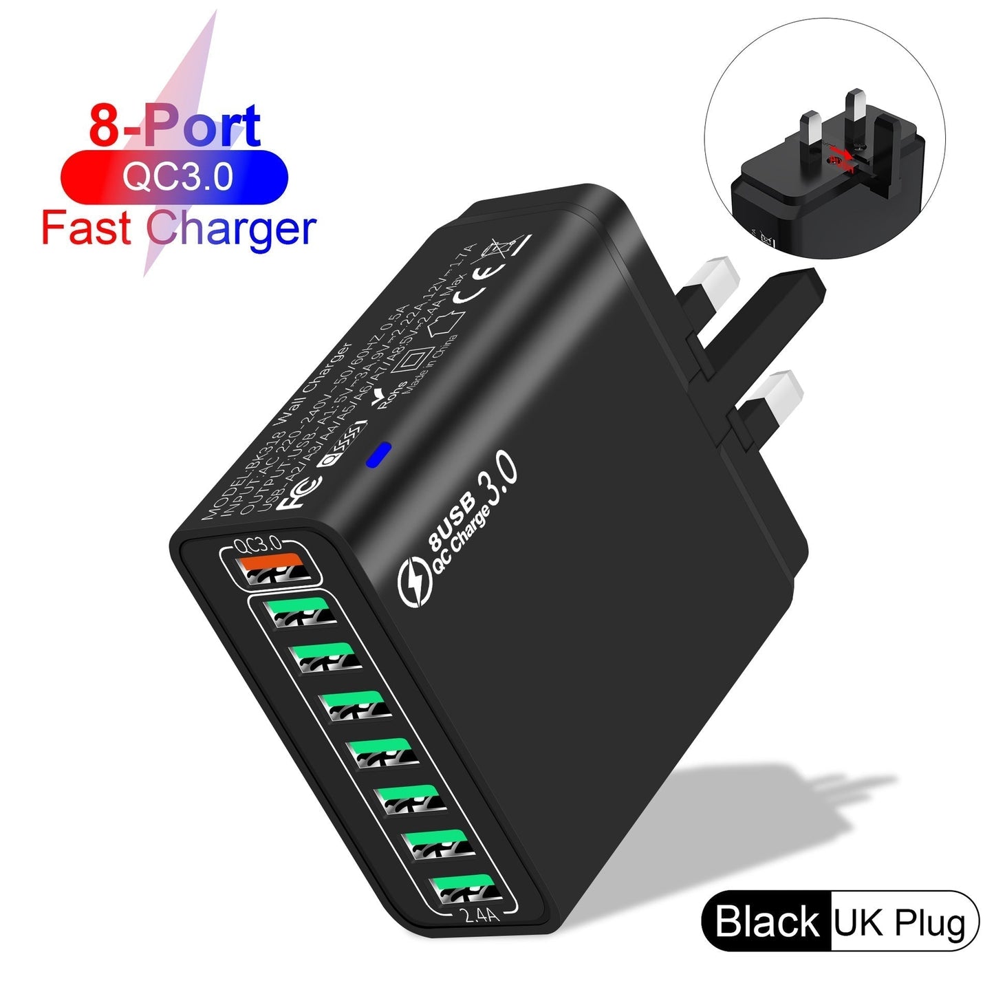 ⚡8-Port USB Fast Charging Mobile Phone Charger