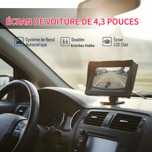 🚗4.3" HD Car Display✨Dual Video Input, Auto Reverse Switch & Wide 9V–35V Compatibility 💻