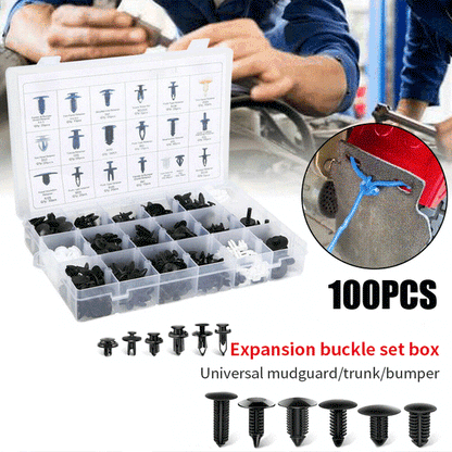 100pcs Universal Auto Fastener Clips Set - Multi-Size Expansion Screw Clips for Car Bumper, Door Panel & Trim