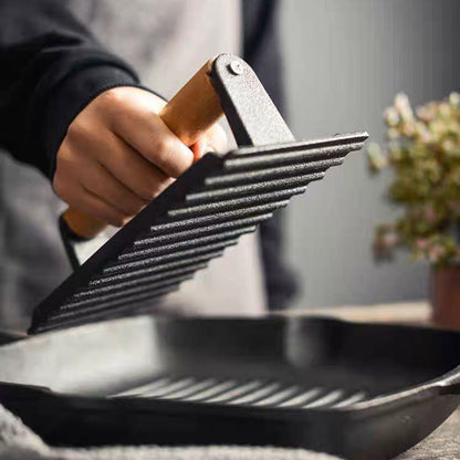 🎁Hot New Arrival 50% OFF💥Cast Iron Grill Press, Ridged Surface For Steak & Burgers🥩