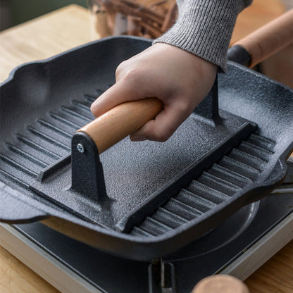 🎁Hot New Arrival 50% OFF💥Cast Iron Grill Press, Ridged Surface For Steak & Burgers🥩
