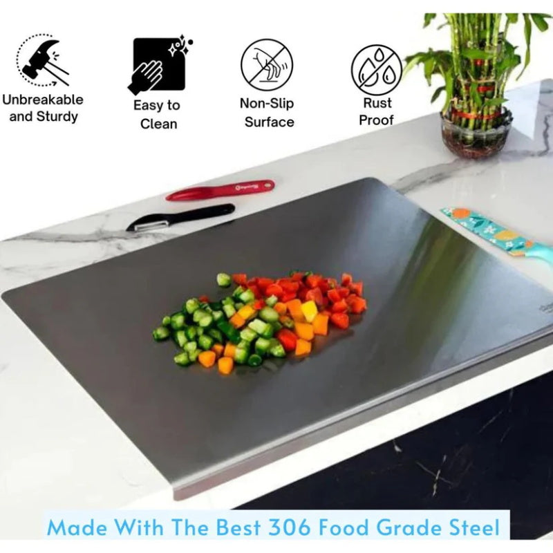 🔪 LIMITED TIME 50% OFF! ✨ Stainless Steel Countertop Chopping Board – Hygienic, Knife-Friendly & Easy-Clean Surface – 304 Food-Grade 🍽️