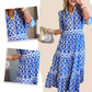 📢📢50%  OFF⏰Women’s Geometric Print V-Neck Maxi Dress