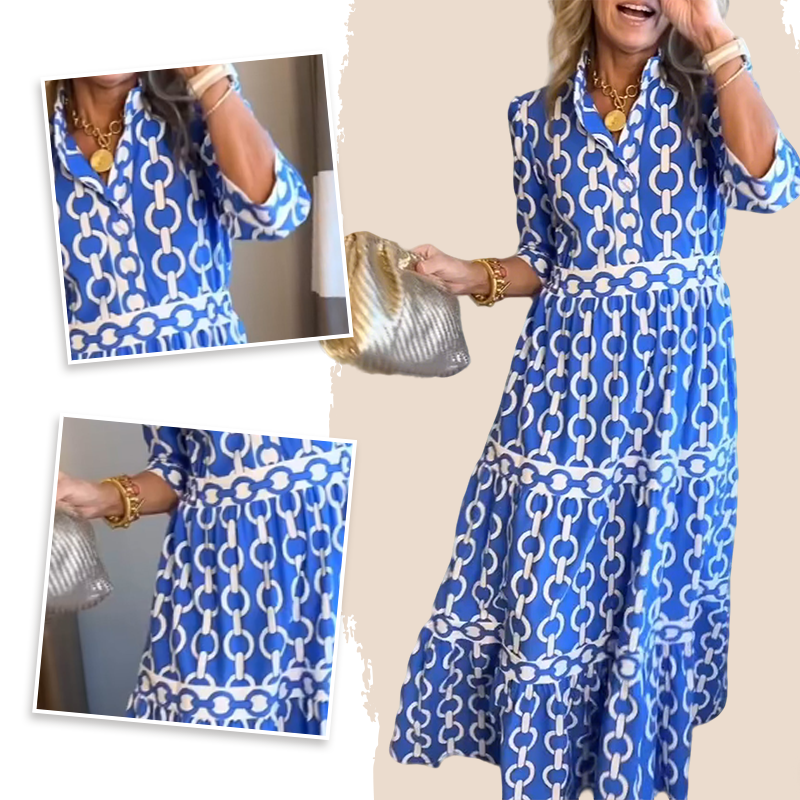 📢📢50%  OFF⏰Women’s Geometric Print V-Neck Maxi Dress