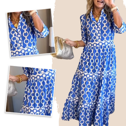 📢📢50%  OFF⏰Women’s Geometric Print V-Neck Maxi Dress