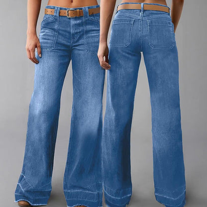 👖Women's Retro Flare Jeans – Stretch Denim, Functional Pockets & Vintage High-Waist Fit🌟