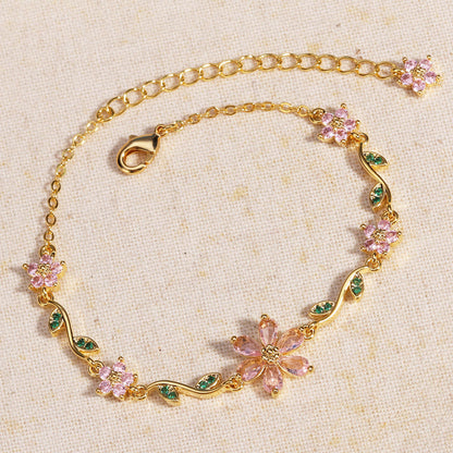Women's Cherry Blossom Rhinestone Bracelet