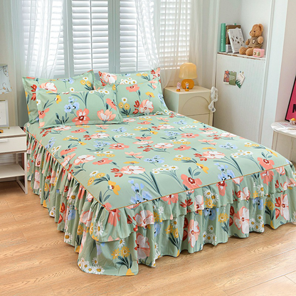 3-Piece Ruffled Bed Skirt Set