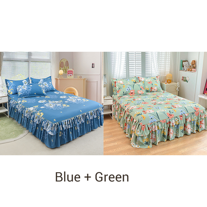 3-Piece Ruffled Bed Skirt Set