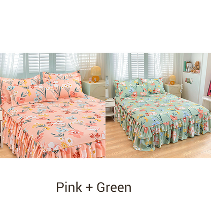 3-Piece Ruffled Bed Skirt Set