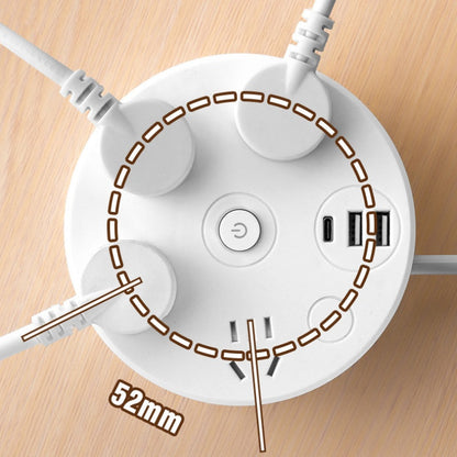 Retractable Power Strip with Hook & USB Ports