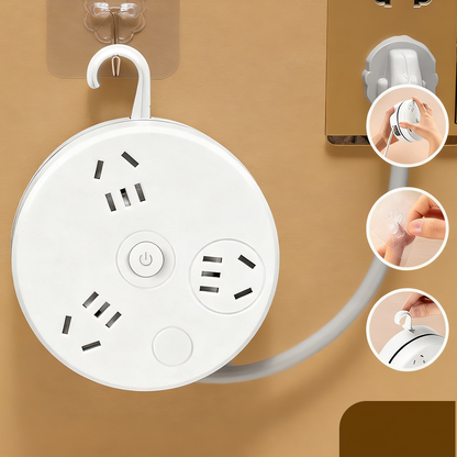 Retractable Power Strip with Hook & USB Ports