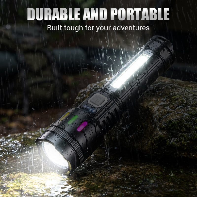 Multifunctional Zoom LED Flashlight with Power Display