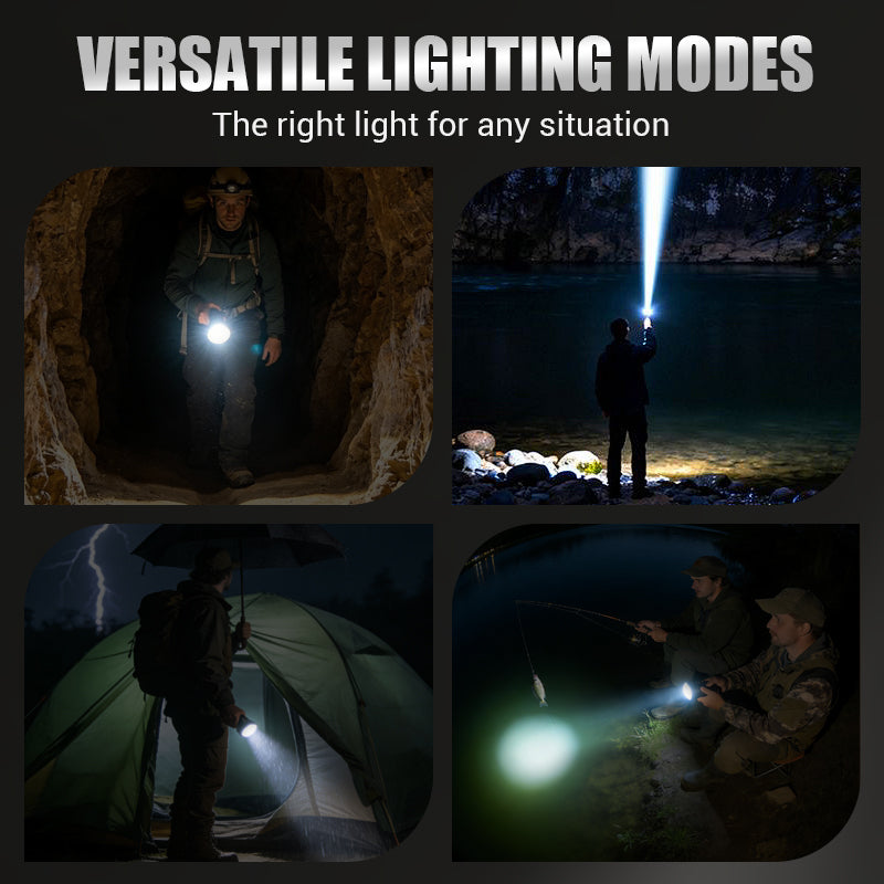 Multifunctional Zoom LED Flashlight with Power Display