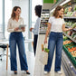 Women's Drawstring Waist Wide-Leg Denim Jeans