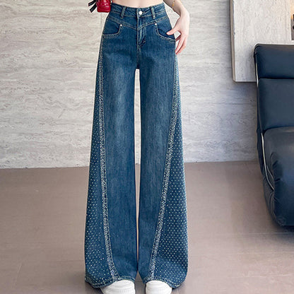 💥Women's Rhinestone-Embellished Wide-Leg Jeans