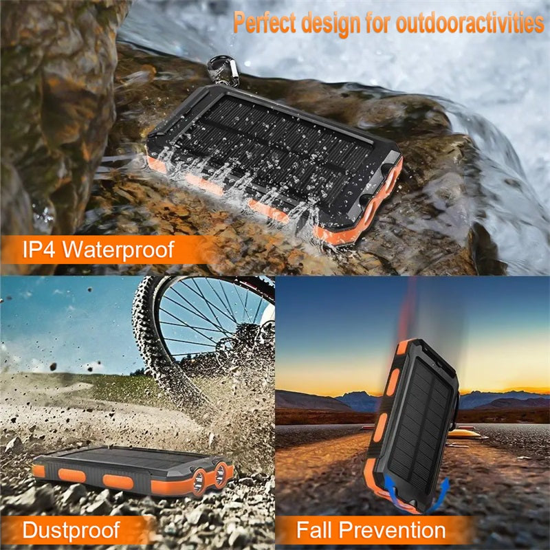 ⚡ Portable Solar Power Bank – Solar Powered Charger with Dual LED Flashlights 🔋