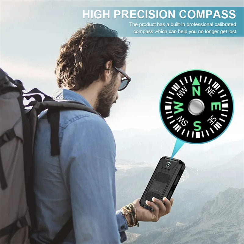 ⚡ Portable Solar Power Bank – Solar Powered Charger with Dual LED Flashlights 🔋