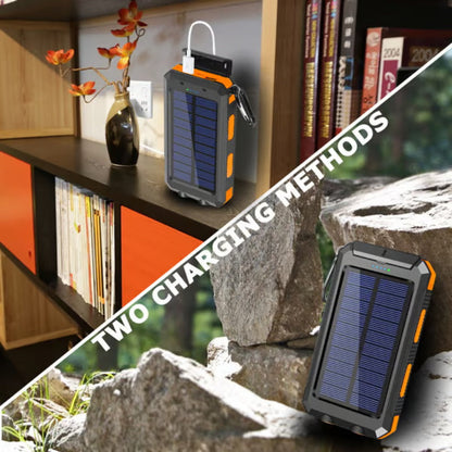 ⚡ Portable Solar Power Bank – Solar Powered Charger with Dual LED Flashlights 🔋