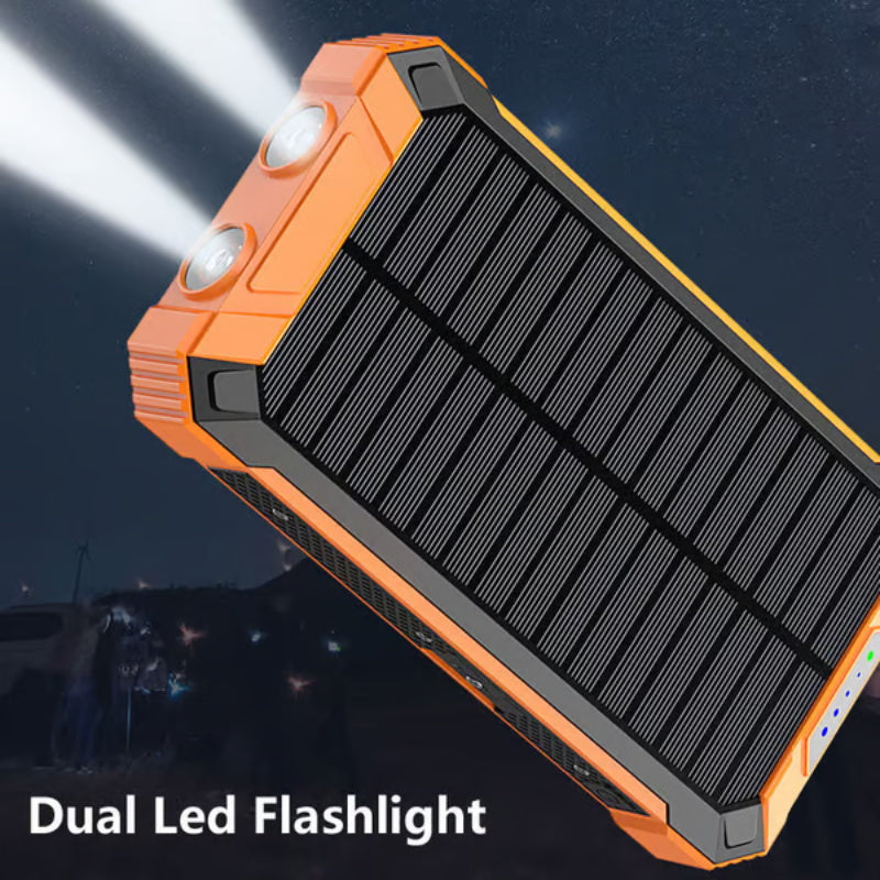 ⚡ Portable Solar Power Bank – Solar Powered Charger with Dual LED Flashlights 🔋