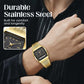 ⌚50% OFF💥Retro Style Square Face Multifunction Watch – Dual Display, Zinc Alloy, Stainless Steel✨