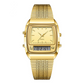 ⌚50% OFF💥Retro Style Square Face Multifunction Watch – Dual Display, Zinc Alloy, Stainless Steel✨