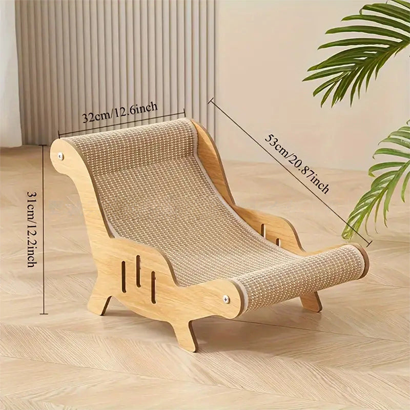 🎁2026 New Arrivals 50% OFF💥2‑in‑1 Sisal Cat Scratching Lounger‑Wood Frame Curved Cat Rest Bed 🛋️