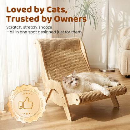 🎁2026 New Arrivals 50% OFF💥2‑in‑1 Sisal Cat Scratching Lounger‑Wood Frame Curved Cat Rest Bed 🛋️