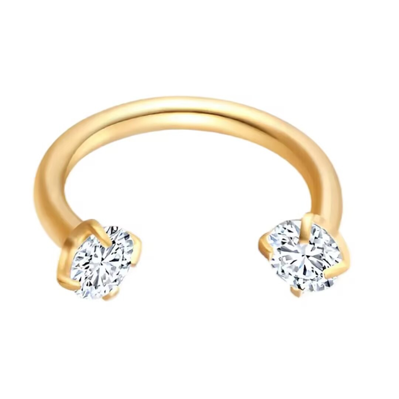 7-pack affordable set 18G (1.0 mm) 8 mm horseshoe nose ring with internal thread and decorative stones 💎