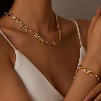 💎Rhinestone-embellished fishbone bracelet✨