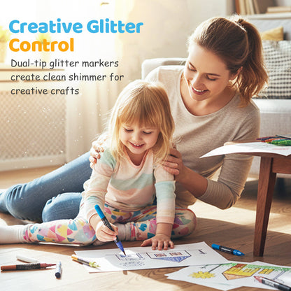 24 Colors Dual-Tip Glitter Marker Set