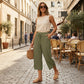 💐50% OFF✨Ribbed Wide-Leg Capri Pants – Elastic Waist for Daily Wear🌿