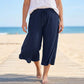 💐50% OFF✨Ribbed Wide-Leg Capri Pants – Elastic Waist for Daily Wear🌿