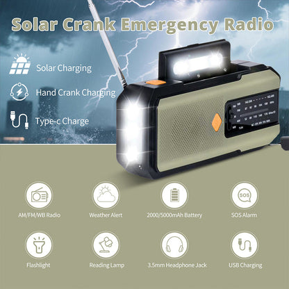 📻Solar Hand-Crank Emergency Weather Radio✨