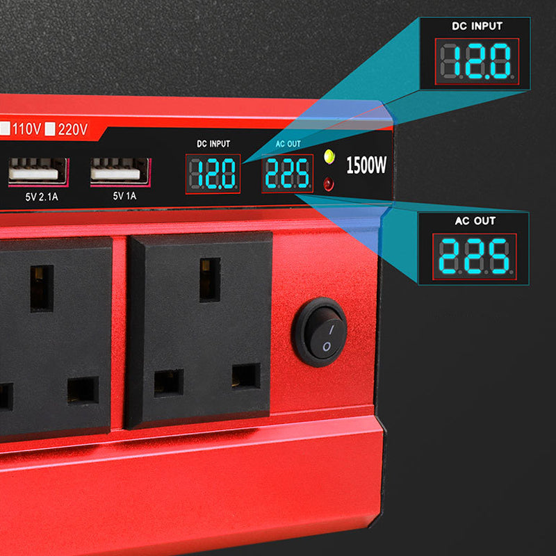 1500W Car Power Inverter with 4 USB Ports