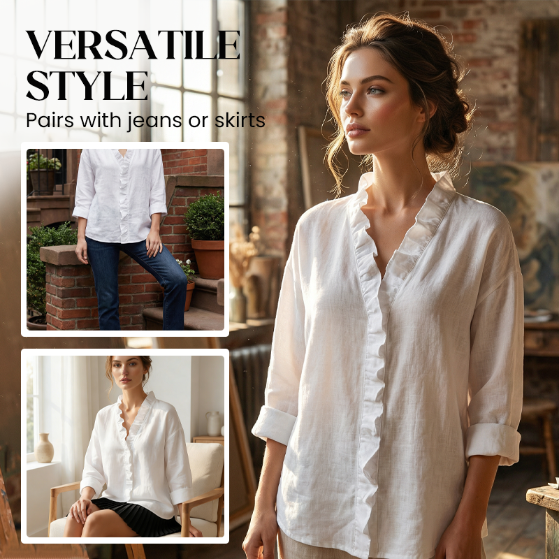 ✨ Effortless Elegance for Every Day – Premium Ruffle V-Neck Blouse! ✨